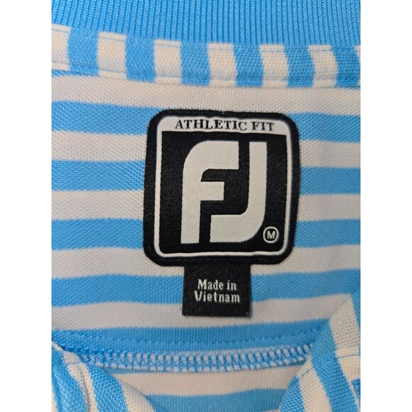 FootJoy FJ Mens Athletic Fit Blue Striped Golf Polo Medium - Picture 5 of 7